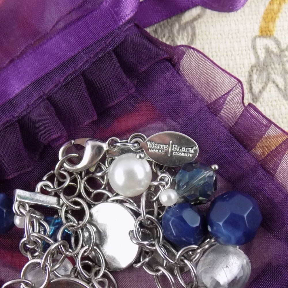 WHITE HOUSE BLACK MARKET BLUE SILVERTONE bracelete - Picture 3 of 5
